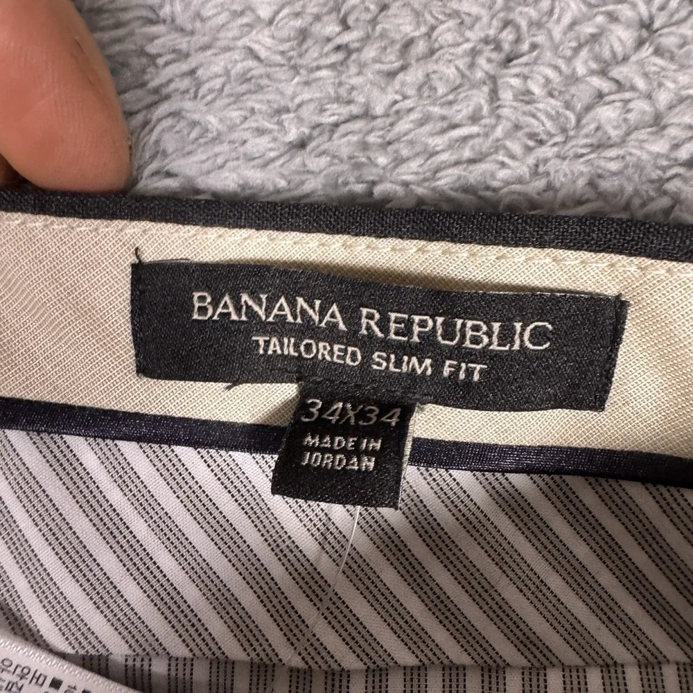 Banana Republic Pants Mens 34x34 100% Wool Charcoal Tailored Slim Fit Trousers